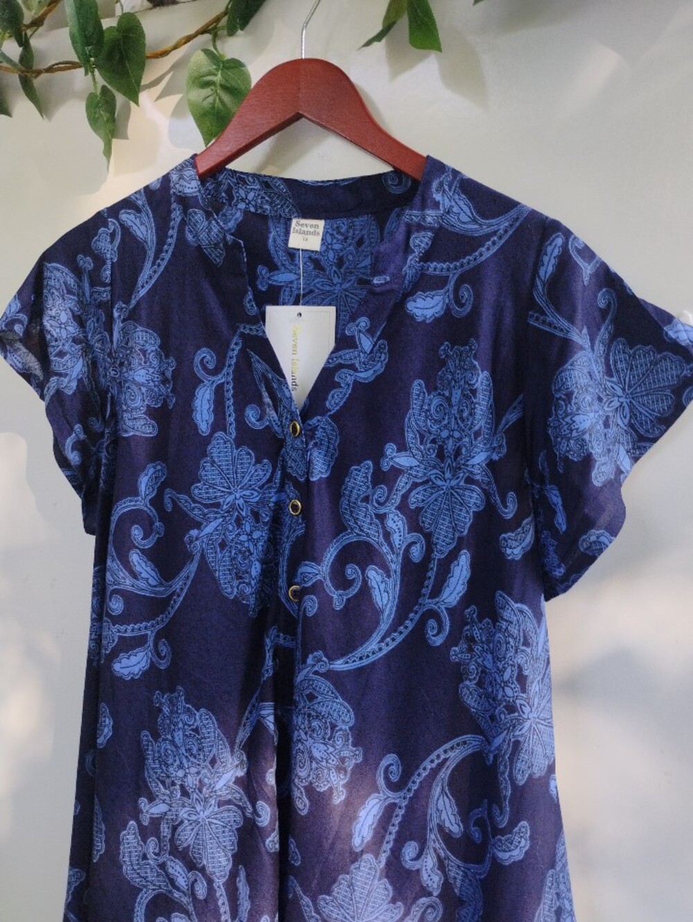Seven Islands Flowy Dress Blue Paisley Size XL NWT